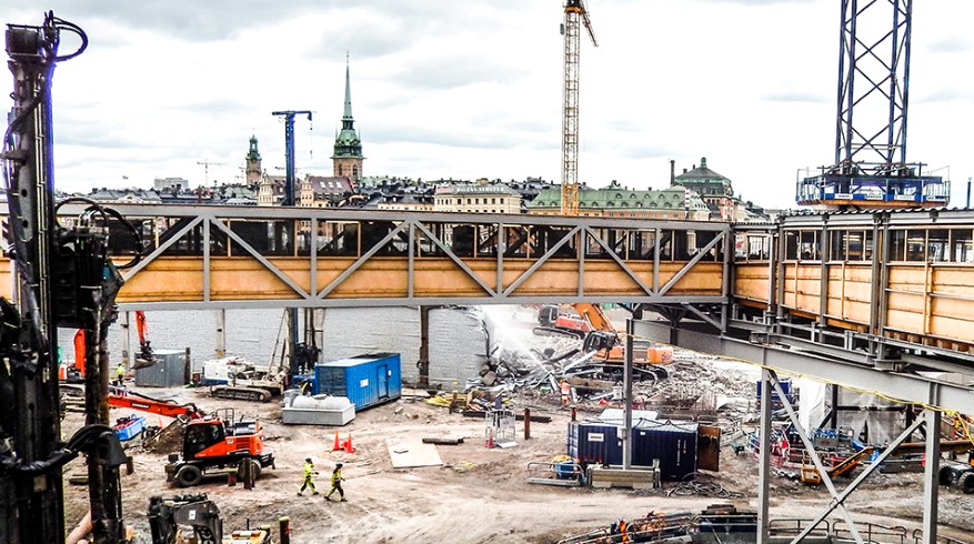Bygget i Slussen i Stockholm